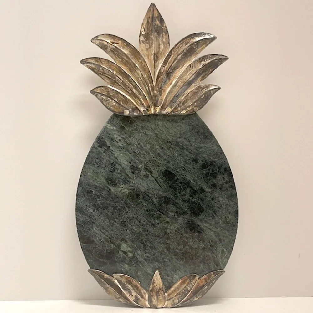 Vintage Godinger Green Marble Cutting Board with Silver Plated Top & Bottom - Picture 5 of 5